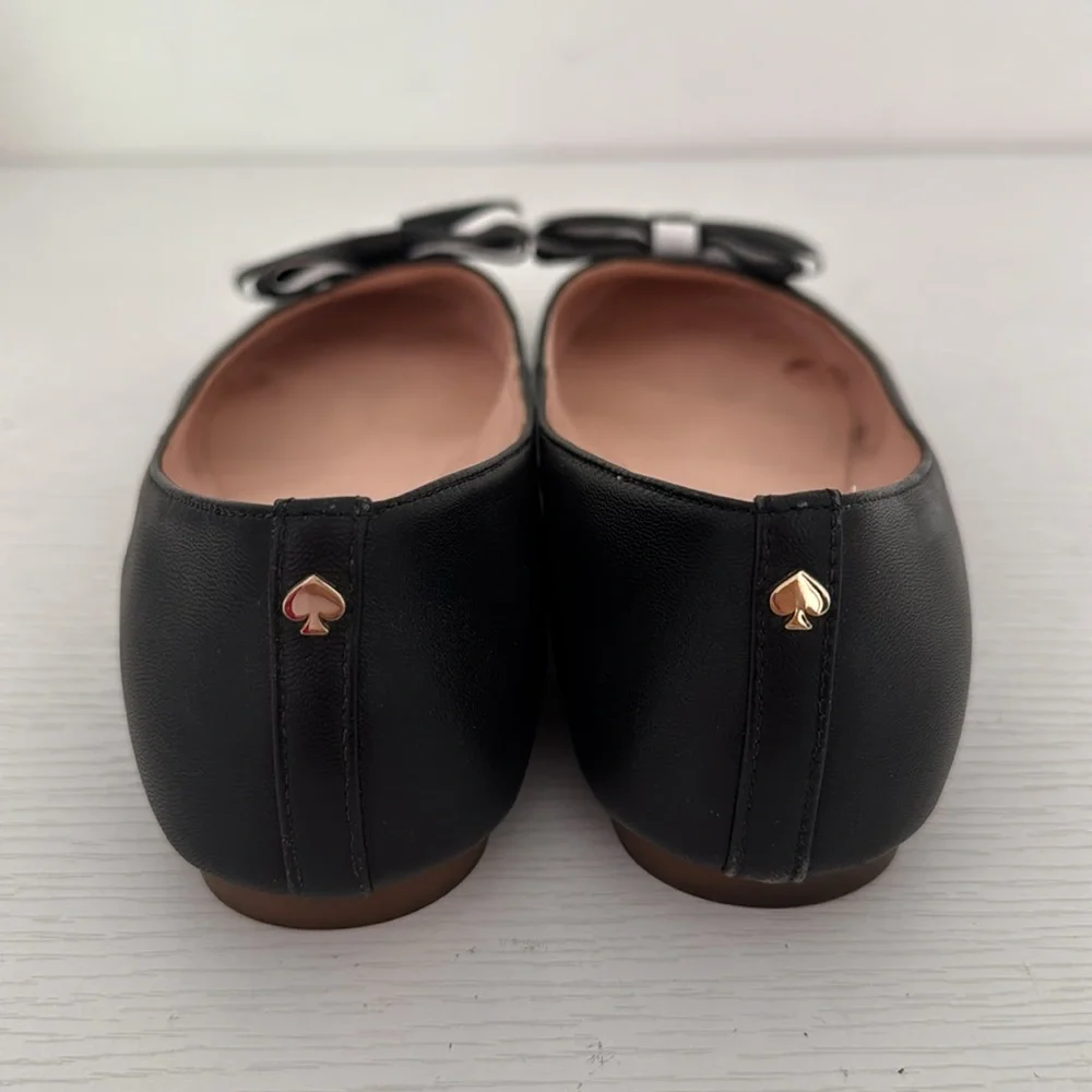 Kate Spade Wallace Black & White Striped Bow Round Toe Flats Size 8 - Picture 5 of 10